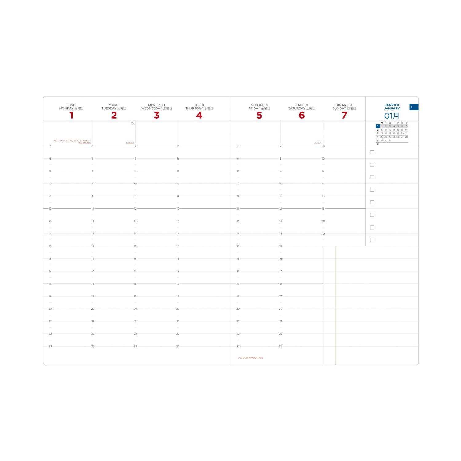 QUO VADISxPAPIER TIGRE 2023 Weekly L 15x21cm Camo