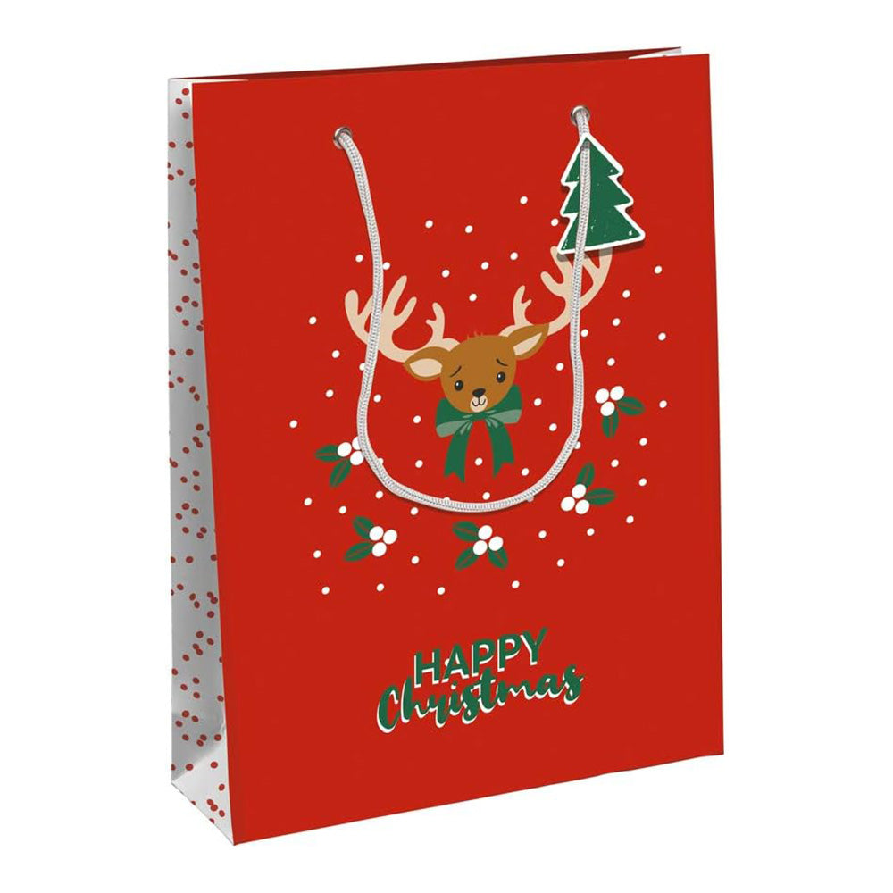 CLAIREFONTAINE Gift Bag L 26.5x14x33cm Reindeer Red