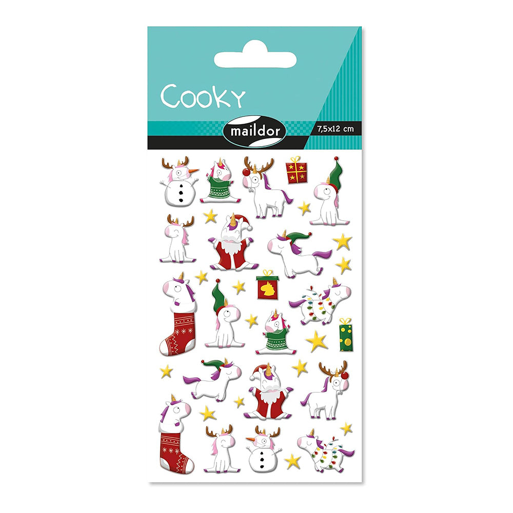 MAILDOR 3D Stickers Cooky Christmas Unicorns 1s