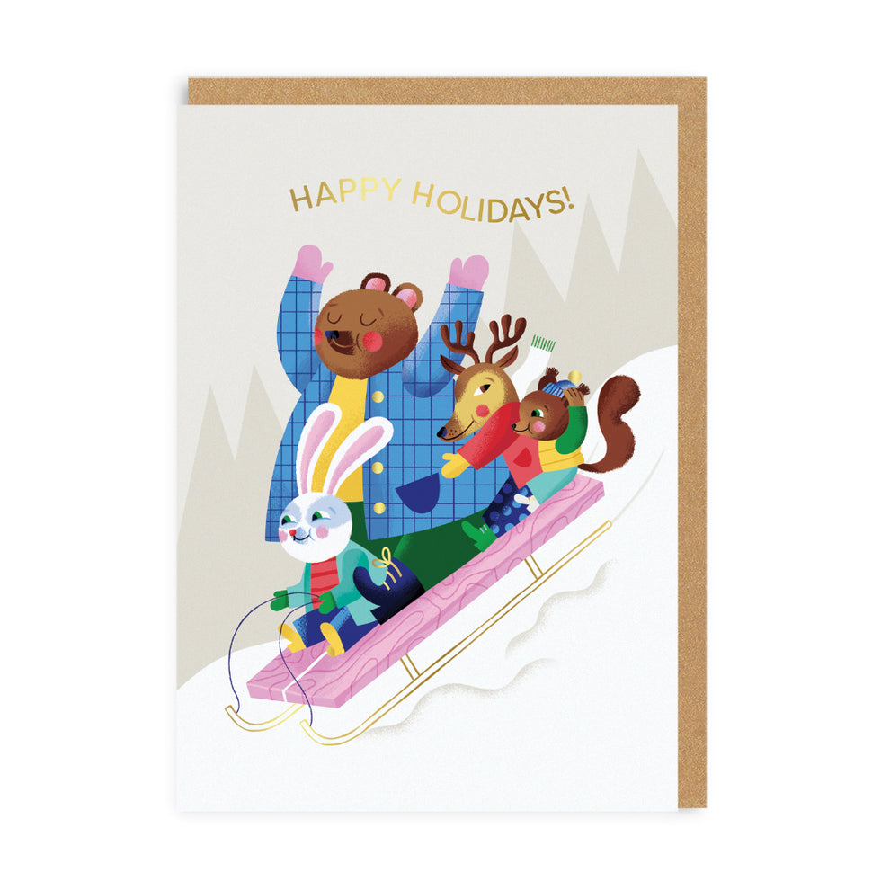 OHH DEER Card Christmas Animals Sledging 1232584