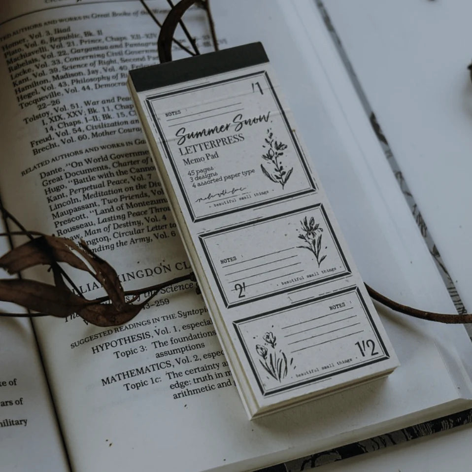 MEOW ILLUSTRATION Letterpress Memo Pad Summer Snow