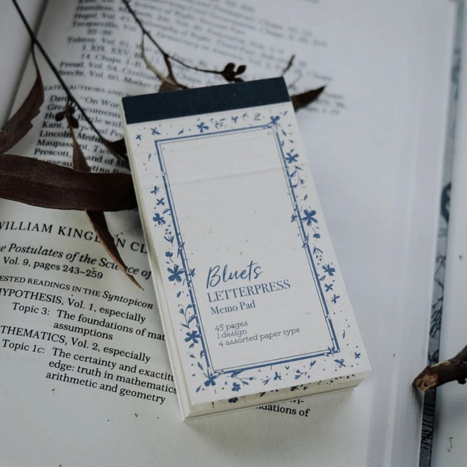 MEOW ILLUSTRATION Letterpress Memo Pad Bluets