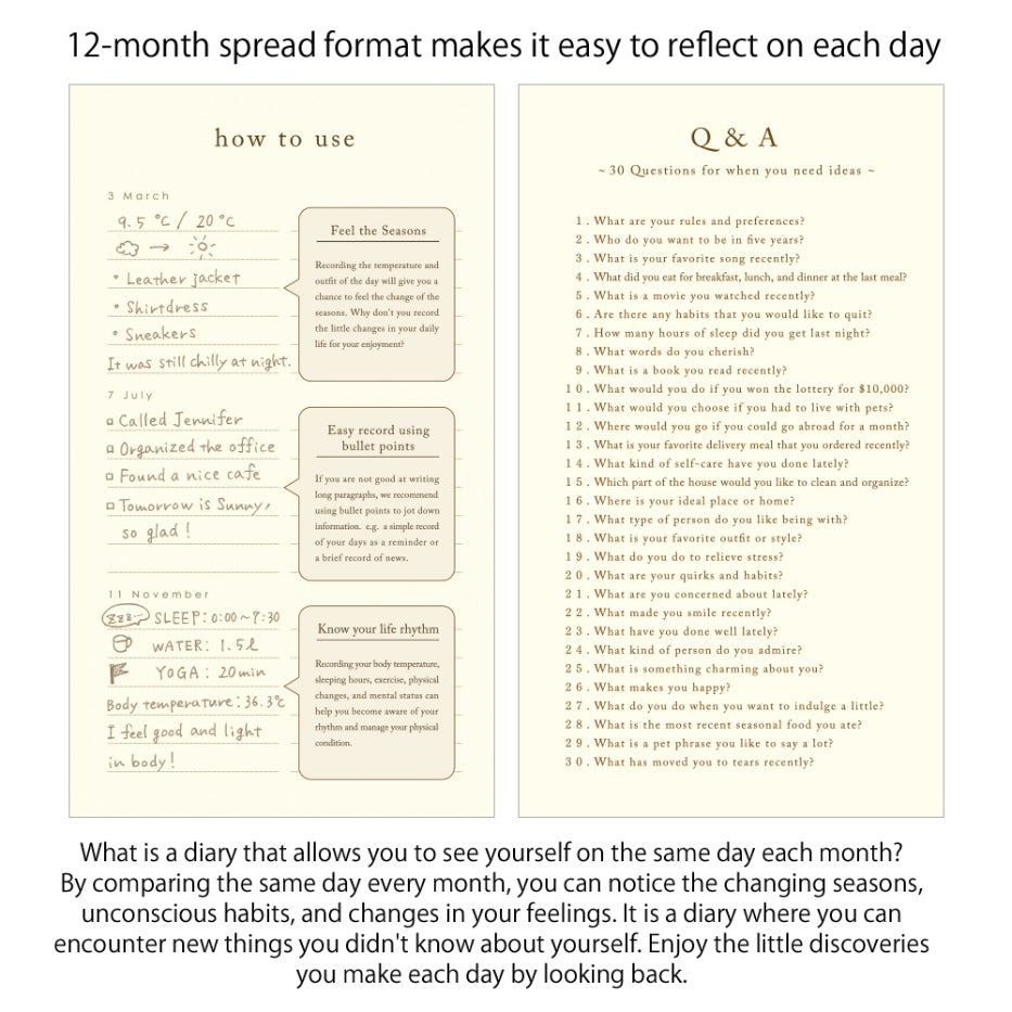 MIDORI Diary 12 Months Gate Blue