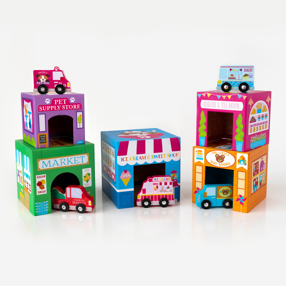 OOLY Stackables Nested Cardboard Toy-Rainbow Town 1233856