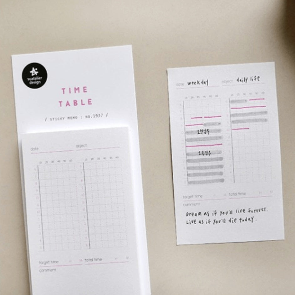 SUATELIER Sticky Memo No.1937 TimeTable