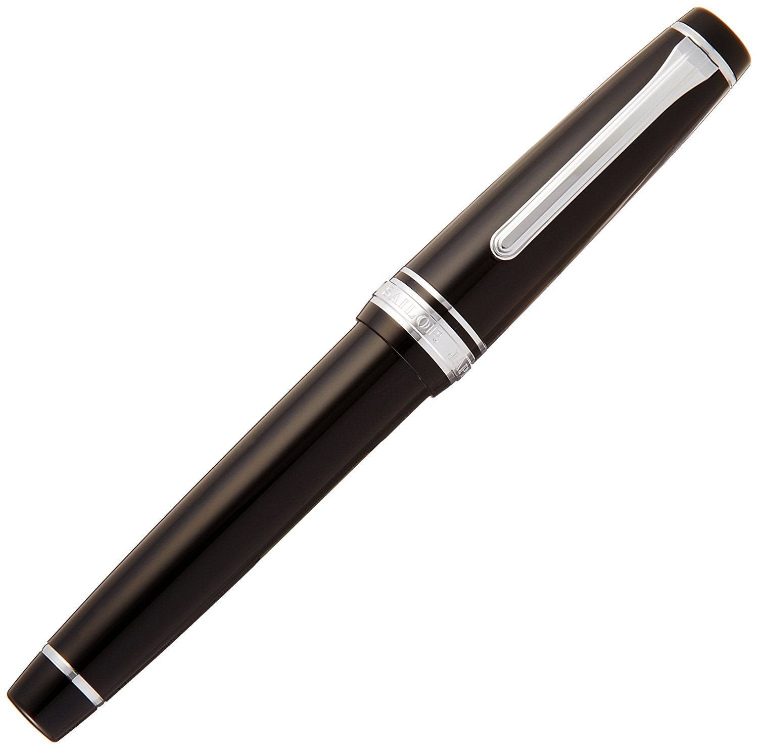 SAILOR Professional Gear Black Fountain Pen-Medium Silver Accent