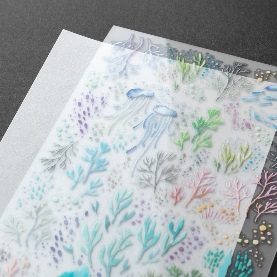 MIDORI Transfer Sticker 2636 Watercolor Sea