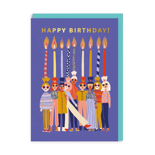 OHH DEER Card Happy Birthday Candle Ladies