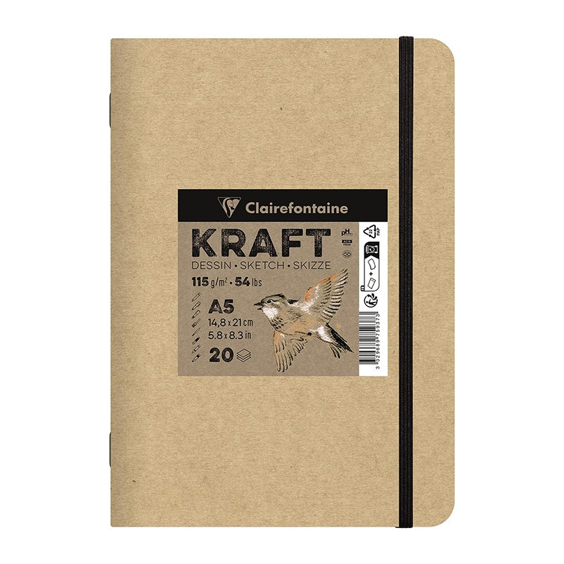 CLAIREFONTAINE Plain Kraft Stapled Book 115g A5 20s Default Title