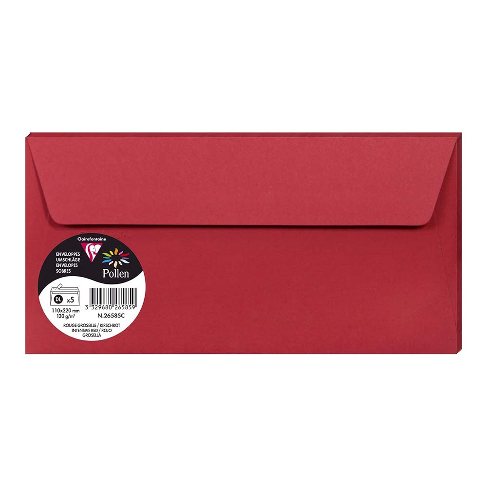 POLLEN Envelopes 120g 110x220mm Intensive Red 5s