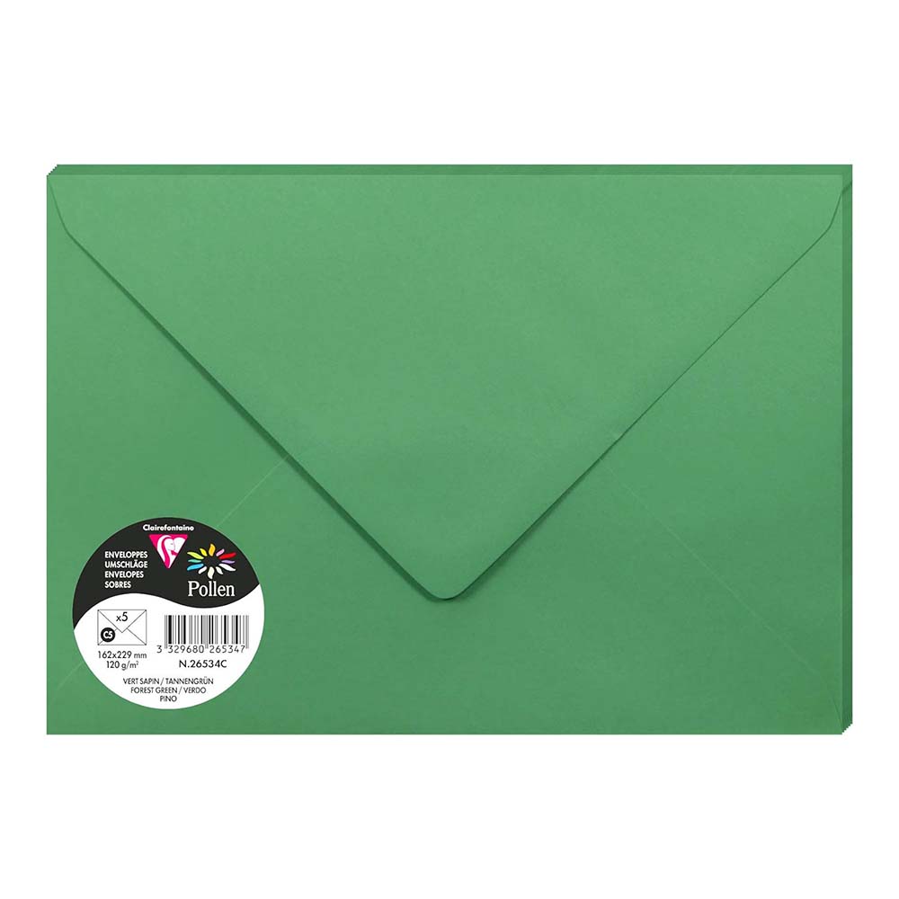 POLLEN Envelopes 120g 162x229mm Forest Green 5s