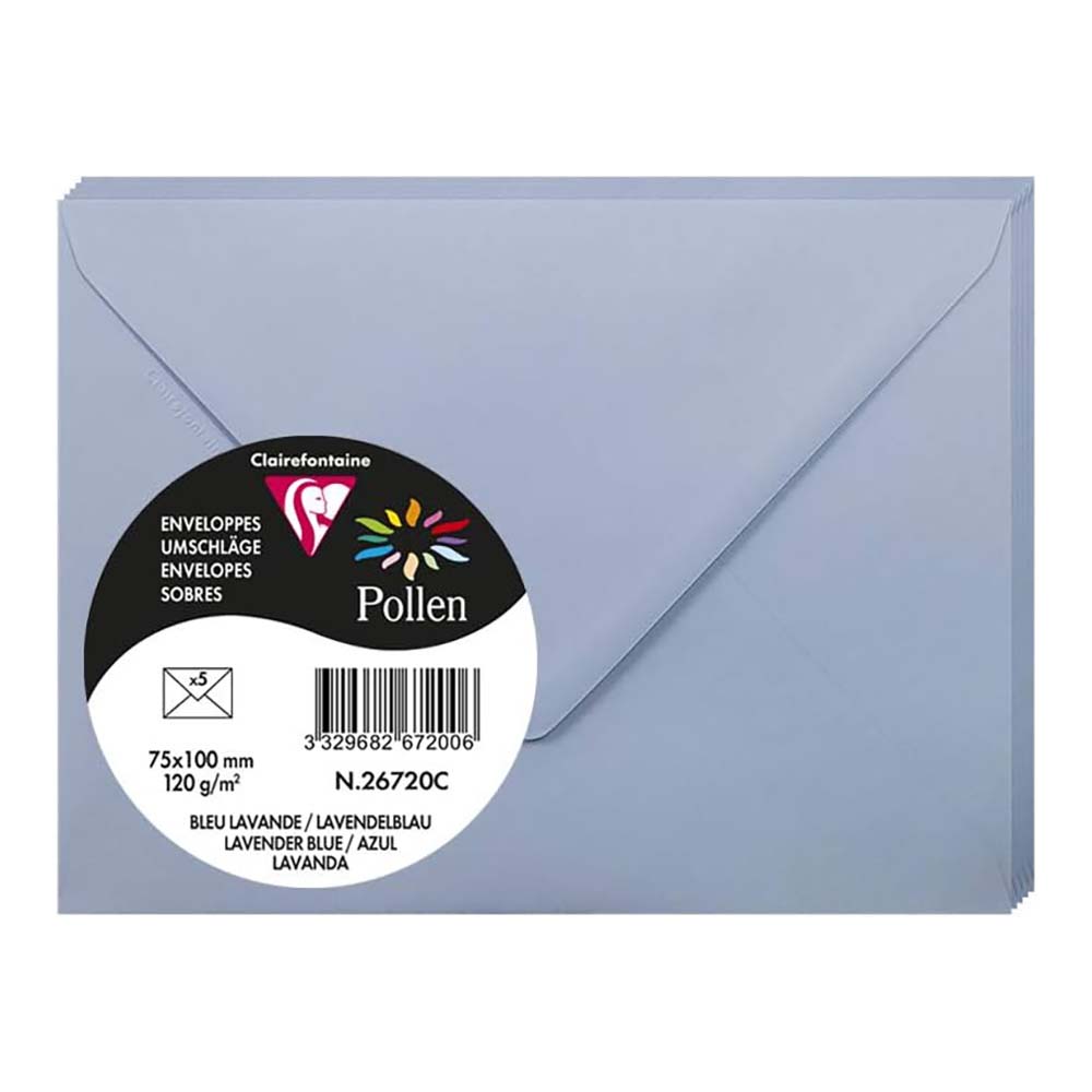 POLLEN Envelopes 120g 75x100mm Lavender Blue 5s