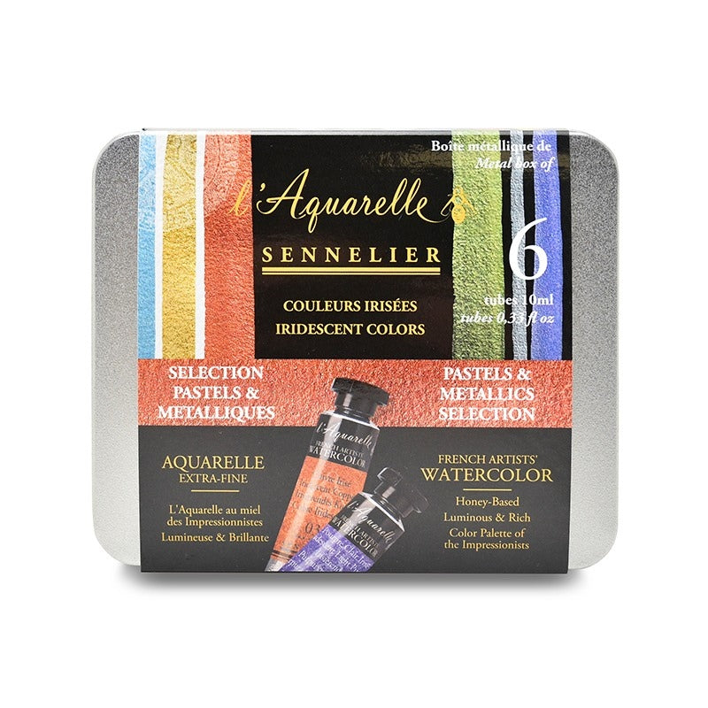 SENNELIER L'Aquarelle Iridescent Watercolour 6x10ml Pastel & Metallic