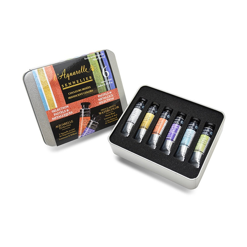 SENNELIER L'Aquarelle Iridescent Watercolour 6x10ml Pastel & Metallic