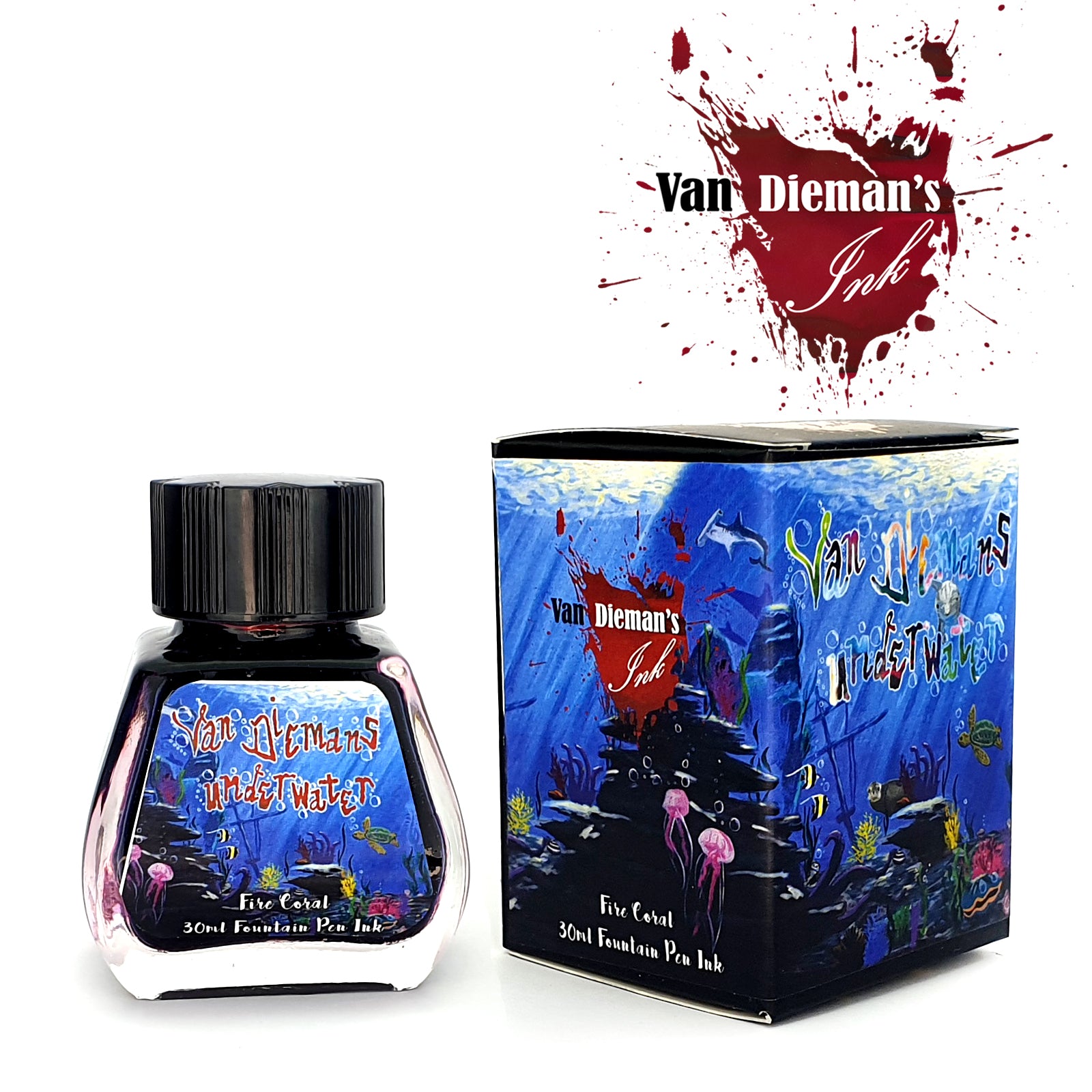 VAN DIEMAN'S Fountain Pen Ink 30ml Underwater Fire Coral
