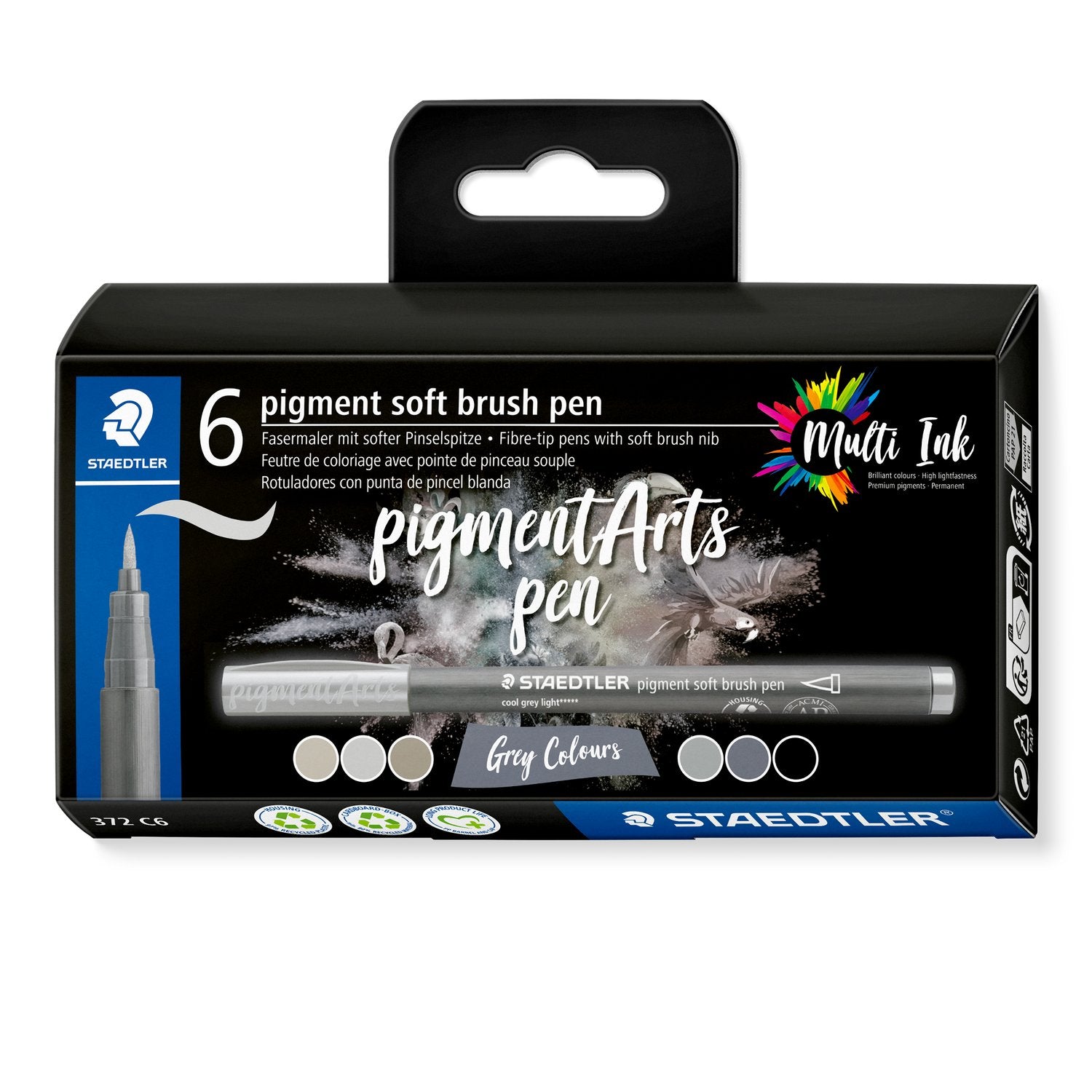 STAEDTLER Pigment Soft Brush Pen Set of 6 Greys
