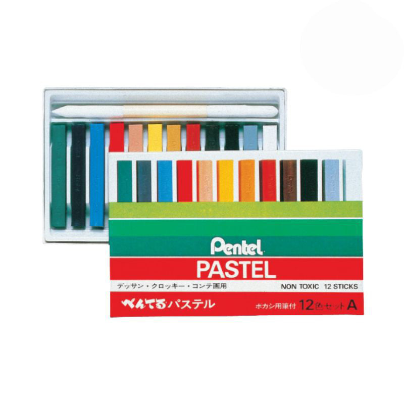 PENTEL Arts Hard Pastels Set of 12 with Erase Pen