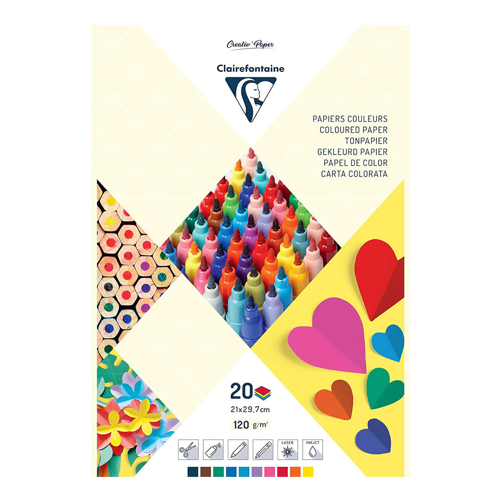 CLAIREFONTAINE Coloured Paper Pad 120s A4 10 Colours