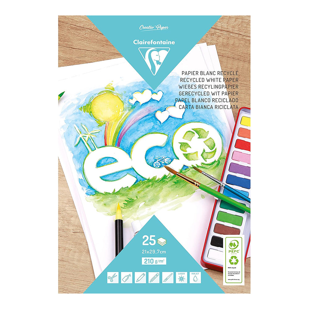 CLAIREFONTAINE Recycled Paper Pad 210g A4 25s