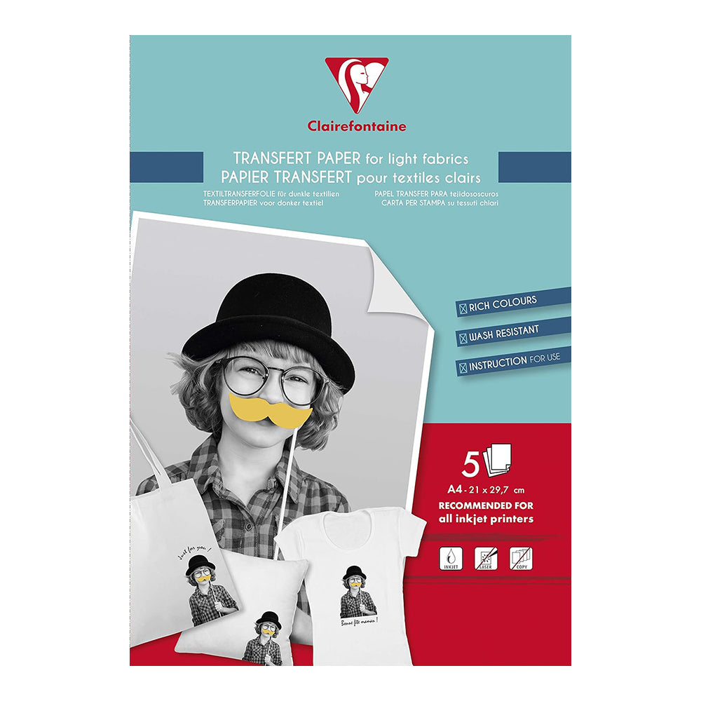 CLAIREFONTAINE Textile Transfer Paper for Light Fabrics 21x29.7cm