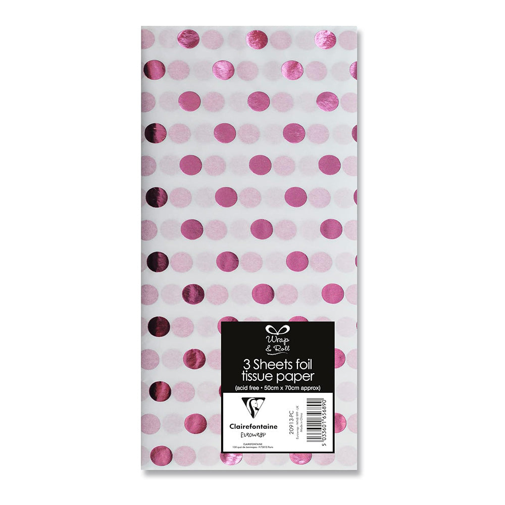 CLAIREFONTAINE Foil Tissue Paper 50x70cm 3s Pink