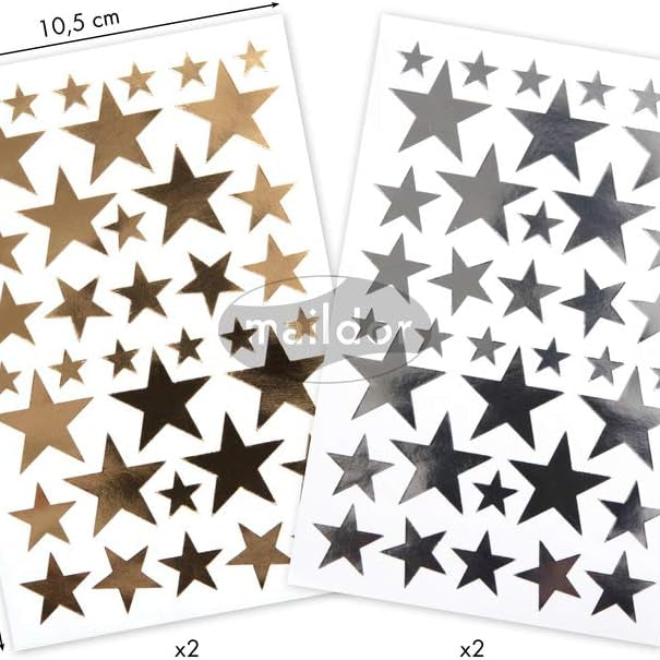 MAILDOR Geo Stickers Initial Gold/Silver Stars