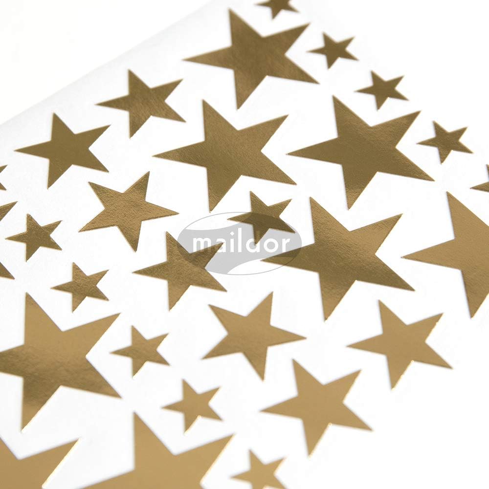 MAILDOR Geo Stickers Initial Gold/Silver Stars