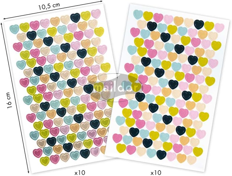 MAILDOR Geo Stickers Initial Metallic Pastel Mini Hearts 20s