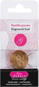 JACQUES HERBIN Brass Engraved Seal Round 24mm English Letter-G