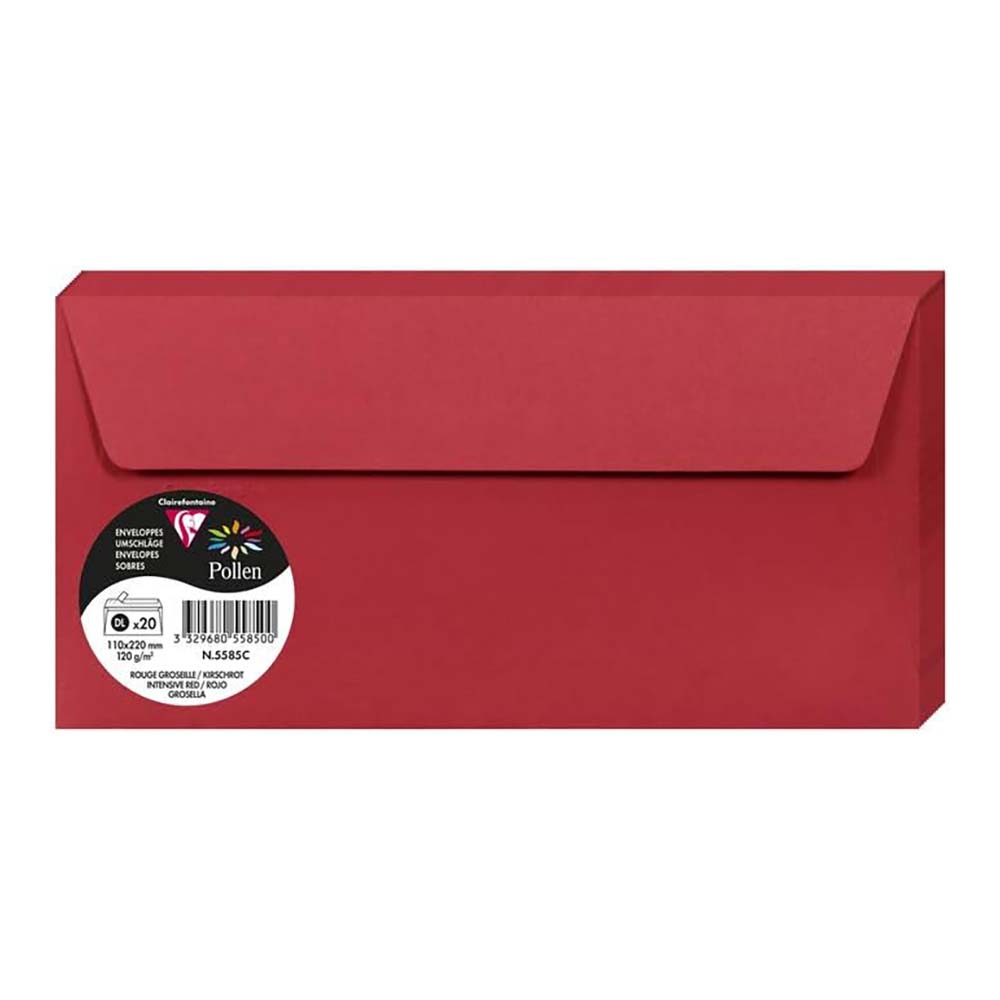 POLLEN Envelopes 120g 110x220mm Intensive Red 20s