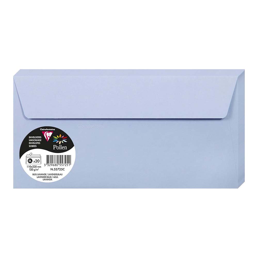 POLLEN Envelopes 120g 110x220mm Lavender Blue 20s
