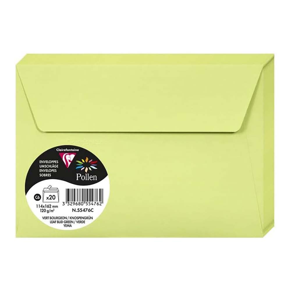 POLLEN Envelopes 120g 114x162mm Leaf Bud Green 20s
