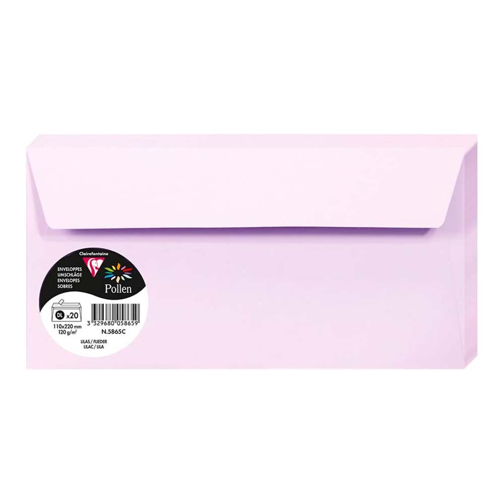 POLLEN Envelopes 120g 110x220mm Lilac 20s