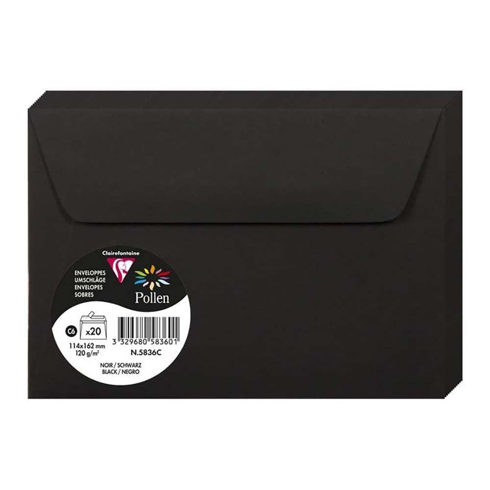 POLLEN Envelopes 120g 114x162mm Black 20s