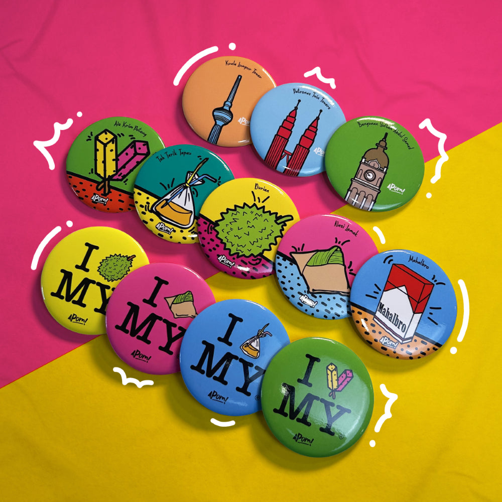 APOM Button Badge Pop Art-Ikat Tepi