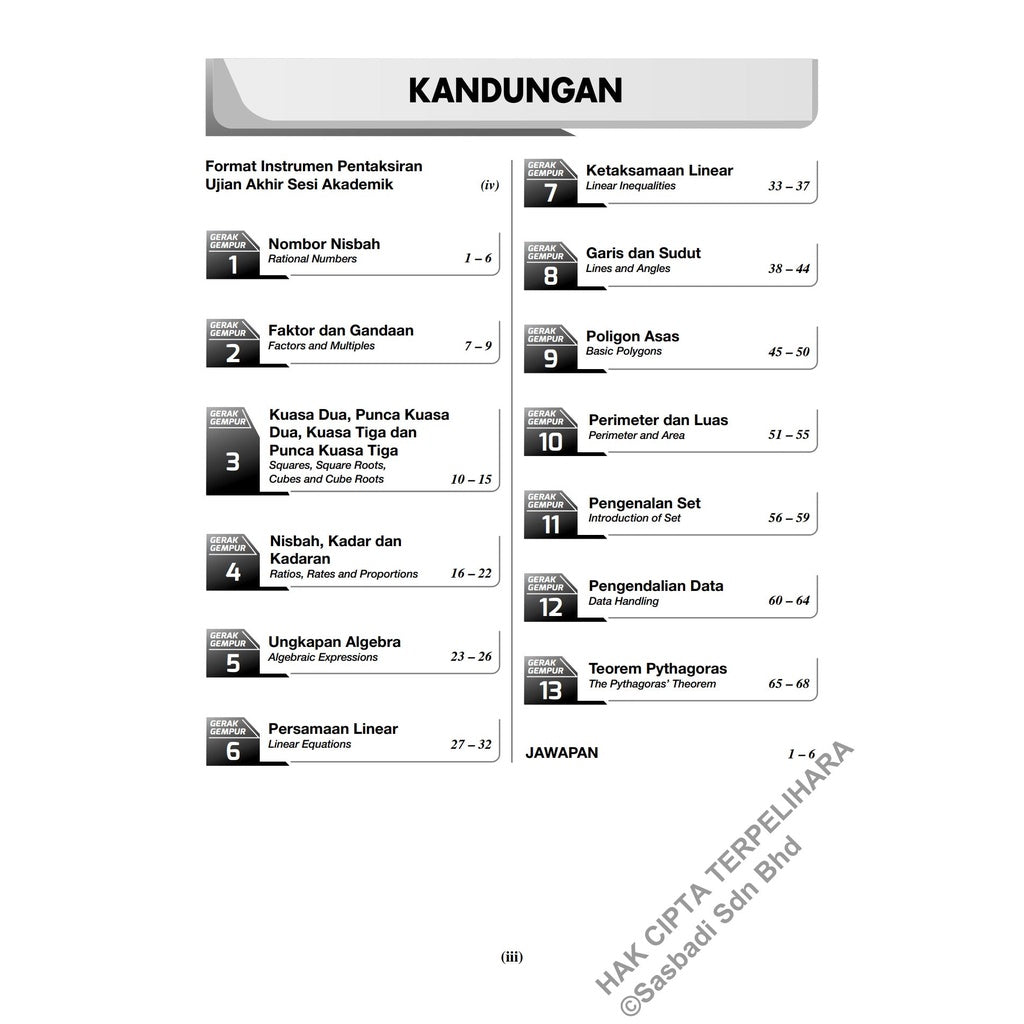 Gerak Gempur UASA KSSM (2023) Matematik Tingkatan 1