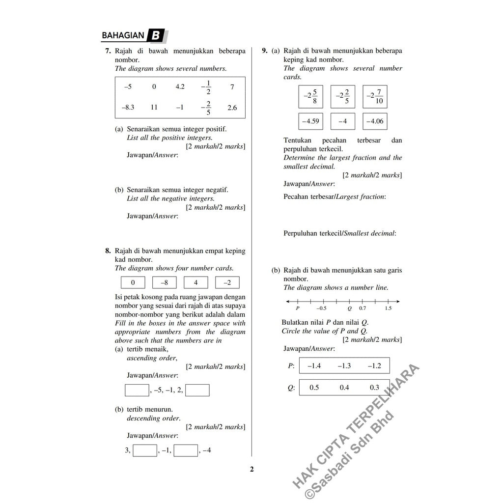Gerak Gempur UASA KSSM (2023) Matematik Tingkatan 1