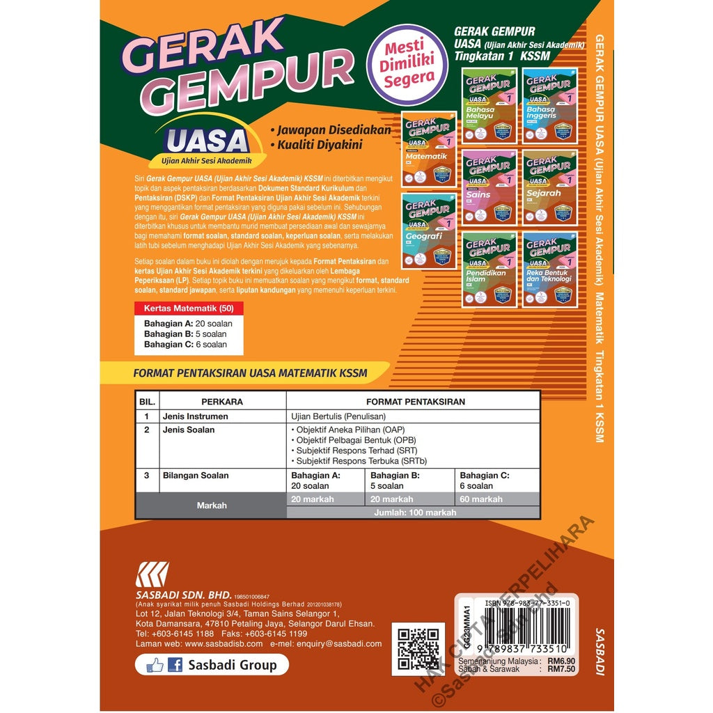 Gerak Gempur UASA KSSM (2023) Matematik Tingkatan 1