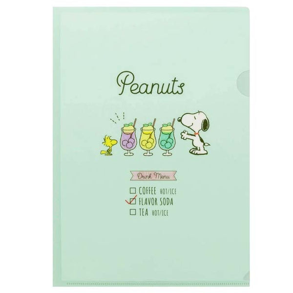 SUN-STAR Clear File FL 213 A4 Peanuts Snoopy Snack Time Soda