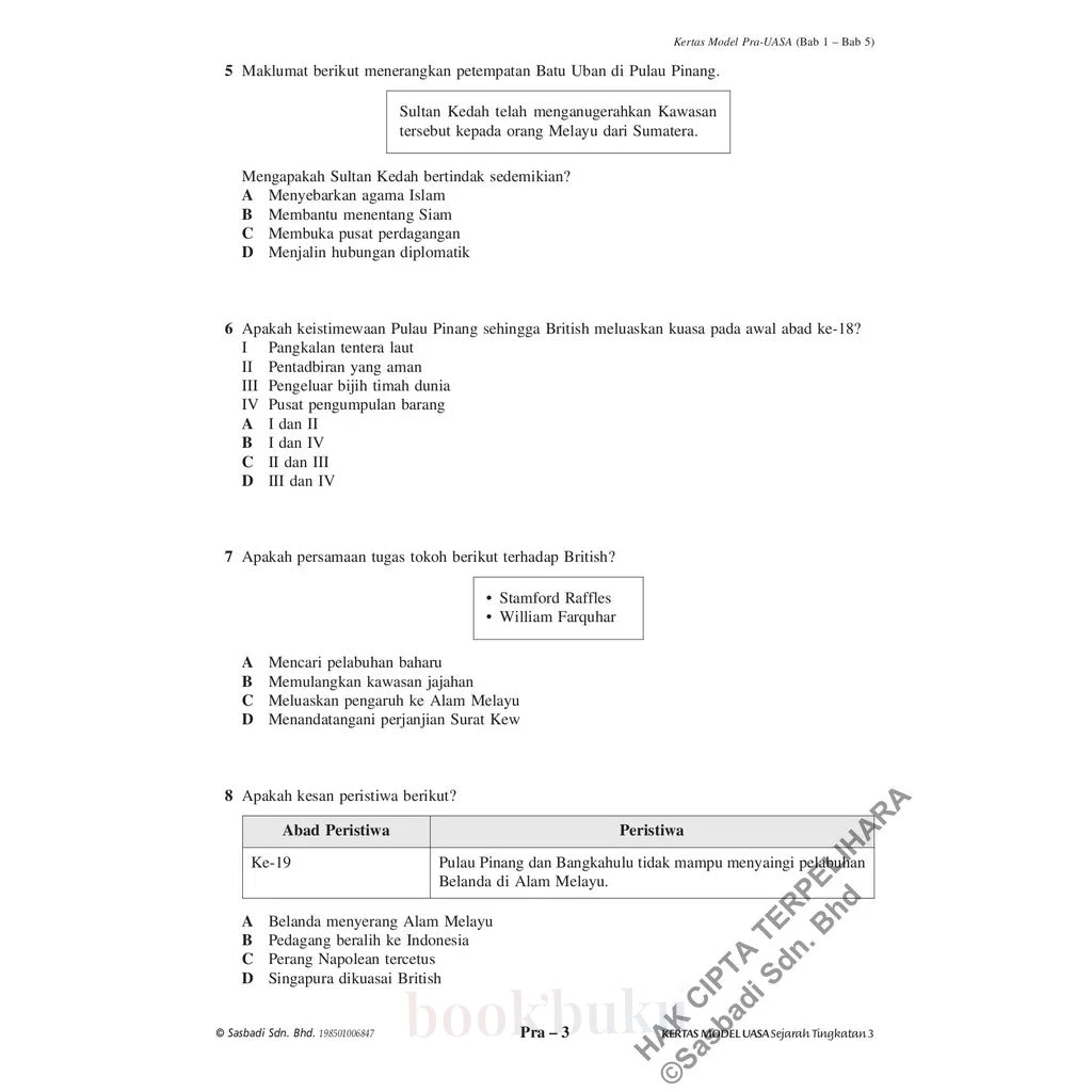 Kertas Model UASA KSSM Sejarah Tingkatan 3 (Edisi Semakan)