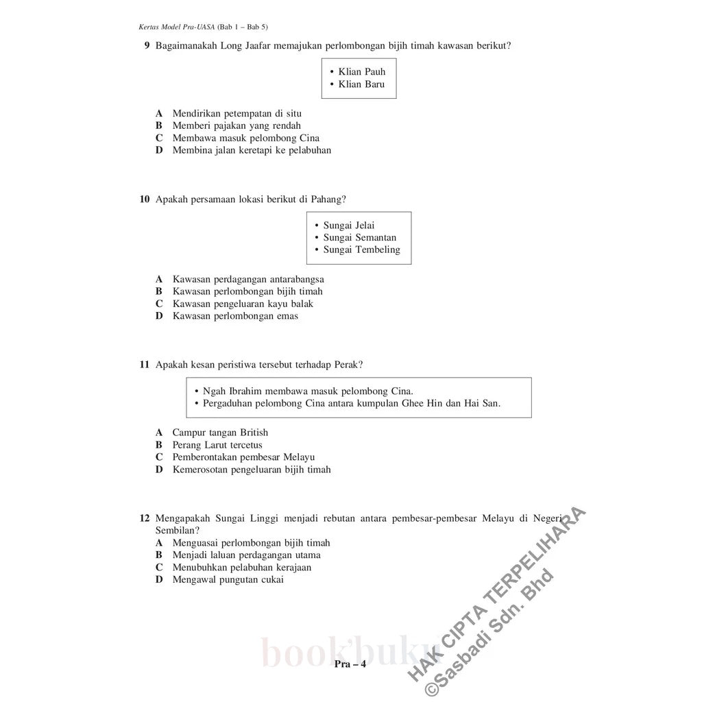 Kertas Model UASA KSSM Sejarah Tingkatan 3 (Edisi Semakan)