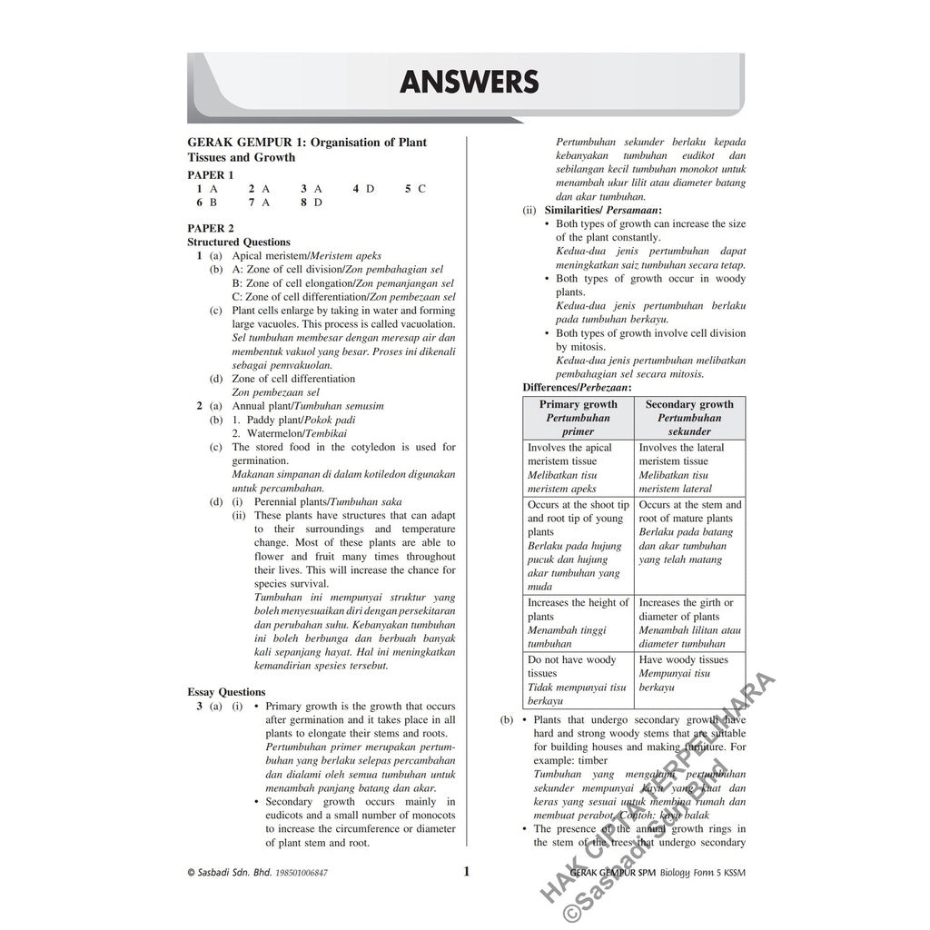 Gerak Gempur SPM Biologi (Bilingual) Tingkatan 5