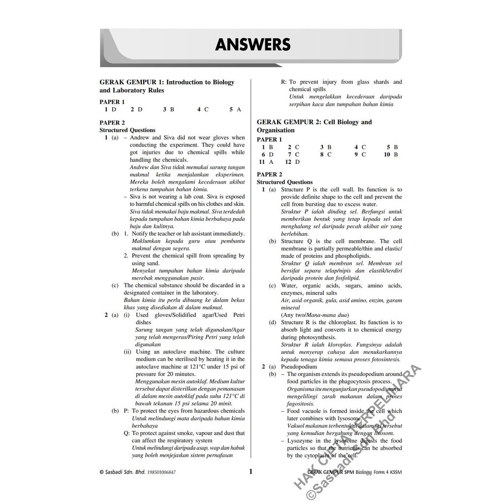 Gerak Gempur SPM Biologi (Bilingual) Tingkatan 4