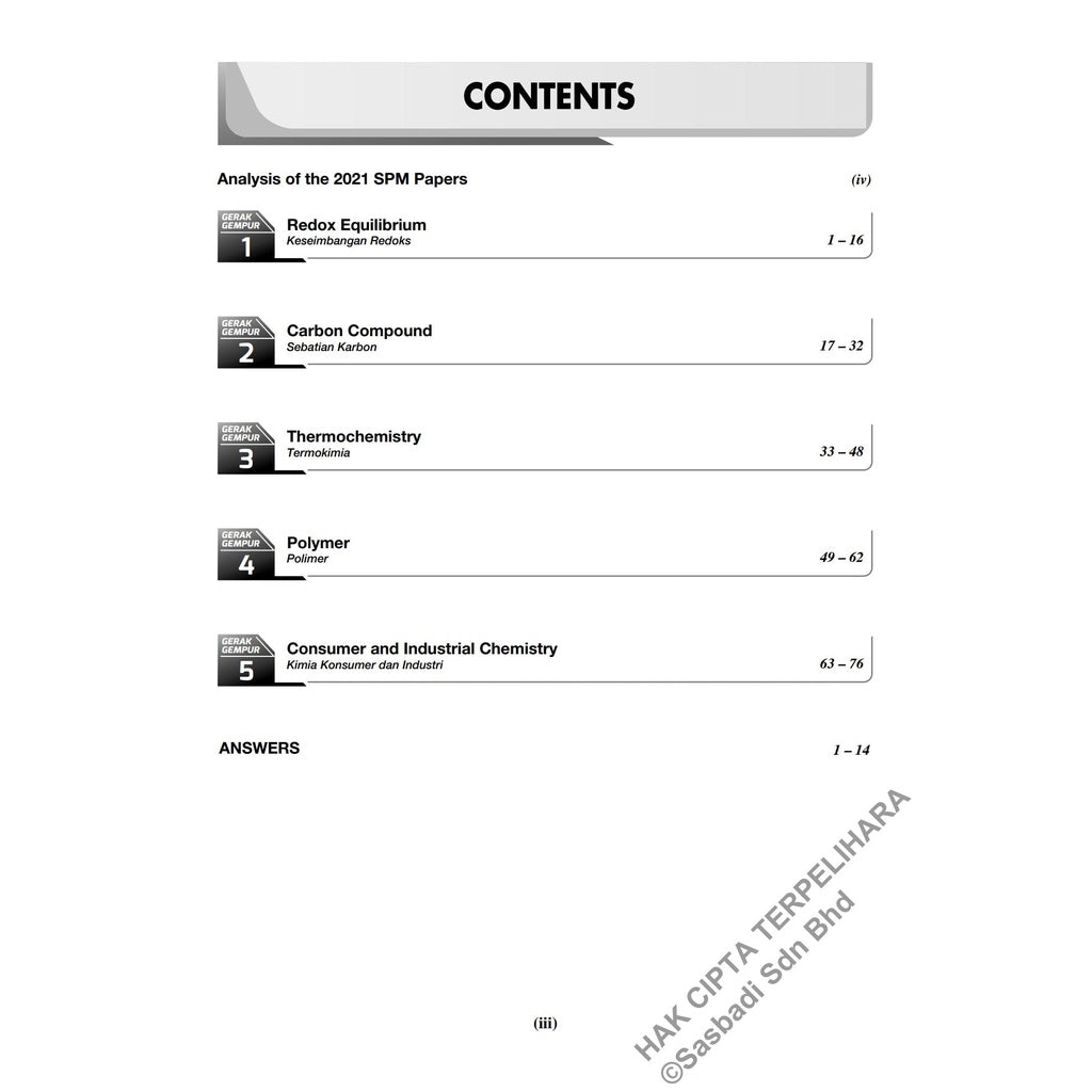 Gerak Gempur SPM Kimia (Bilingual) Tingkatan 5