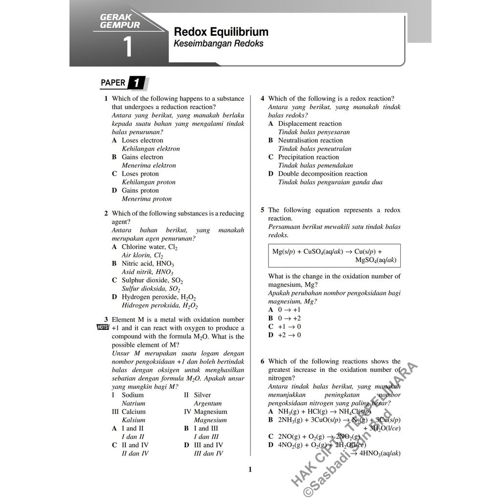 Gerak Gempur SPM Kimia (Bilingual) Tingkatan 5