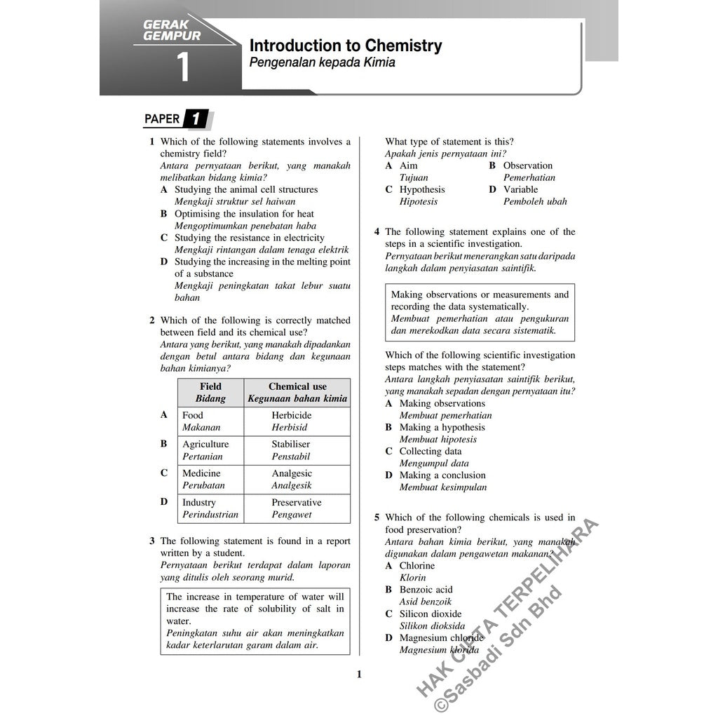 Gerak Gempur SPM Kimia (Bilingual) Tingkatan 4