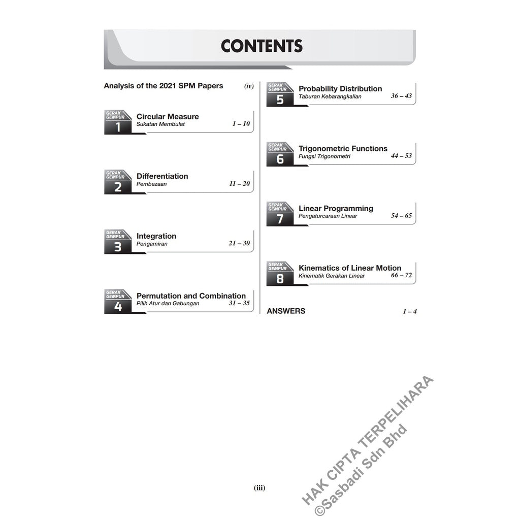 Gerak Gempur SPM Matematik Tambahan (Bilingual) Tingkatan 5