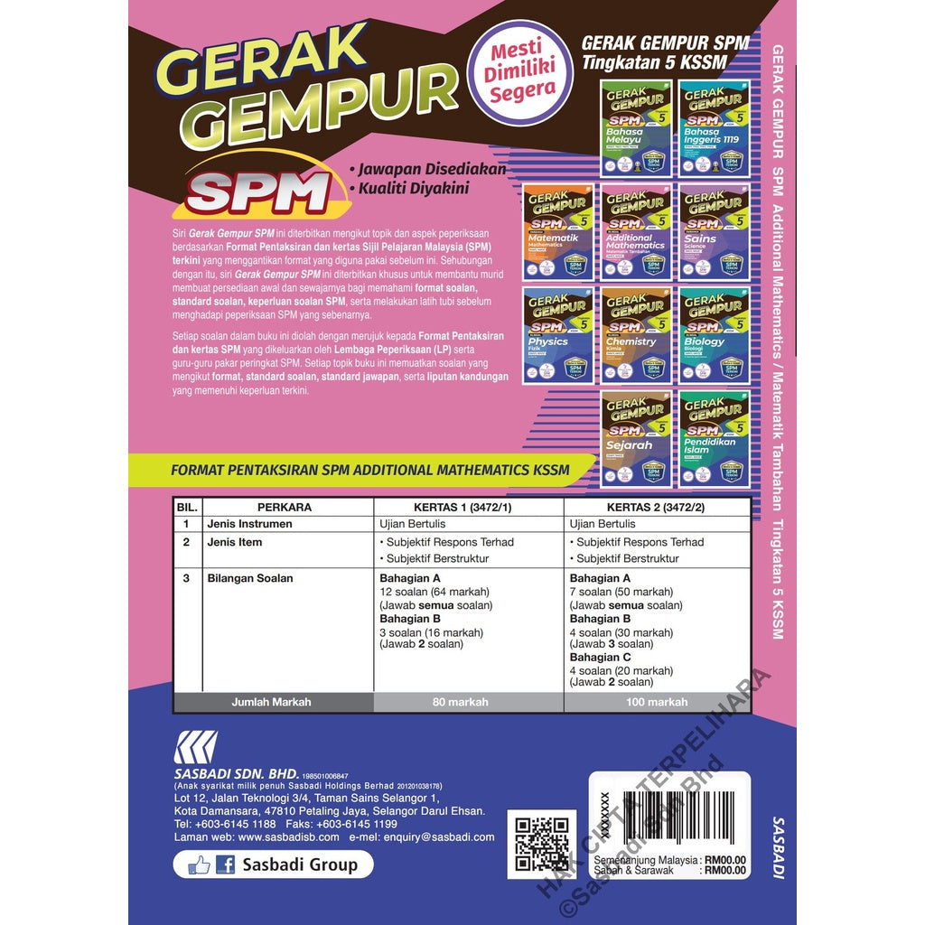 Gerak Gempur SPM Matematik Tambahan (Bilingual) Tingkatan 5
