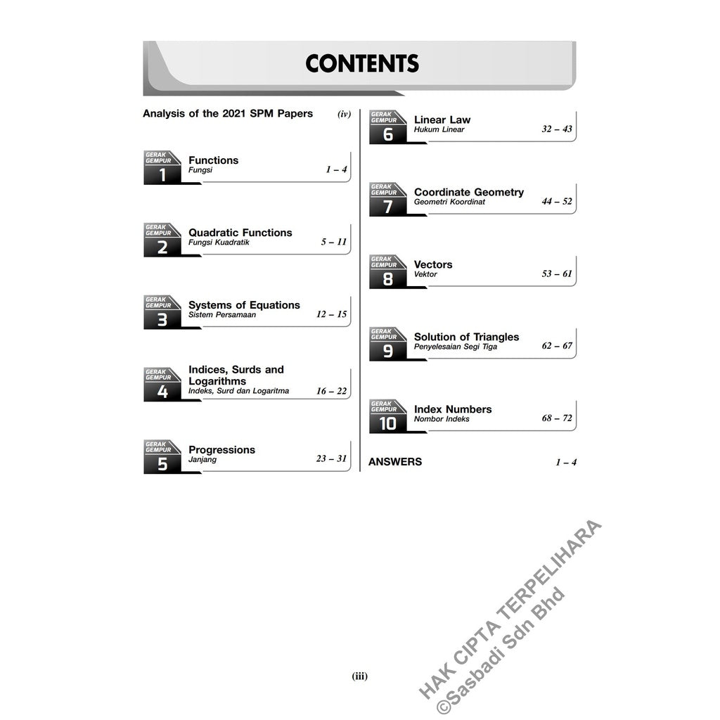 Gerak Gempur SPM Matematik Tambahan (Bilingual) Tingkatan 4