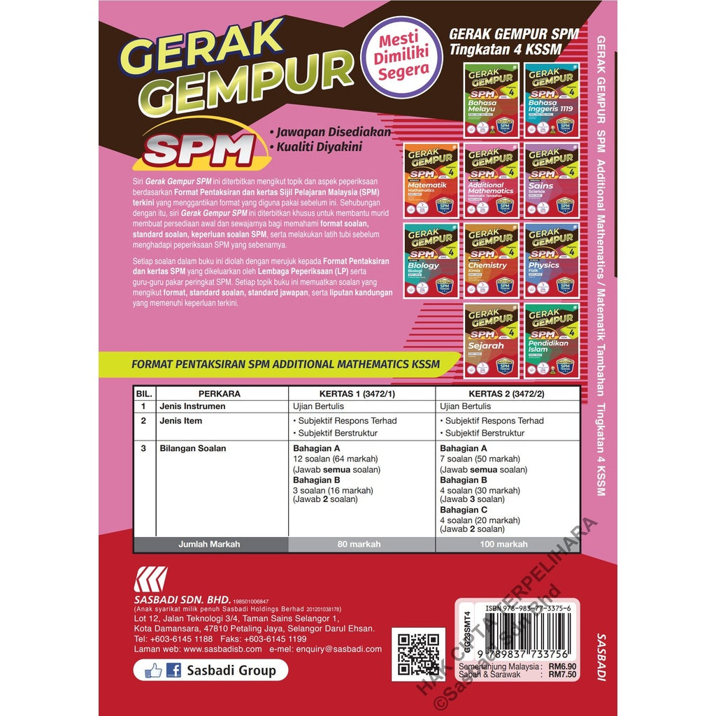 Gerak Gempur SPM Matematik Tambahan (Bilingual) Tingkatan 4